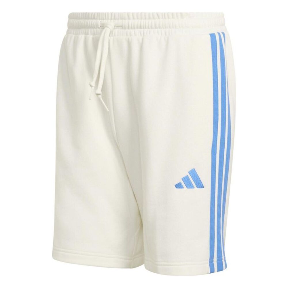 Adidas Mens Essentials French Terry 3 Stripes Shorts / White/Blue